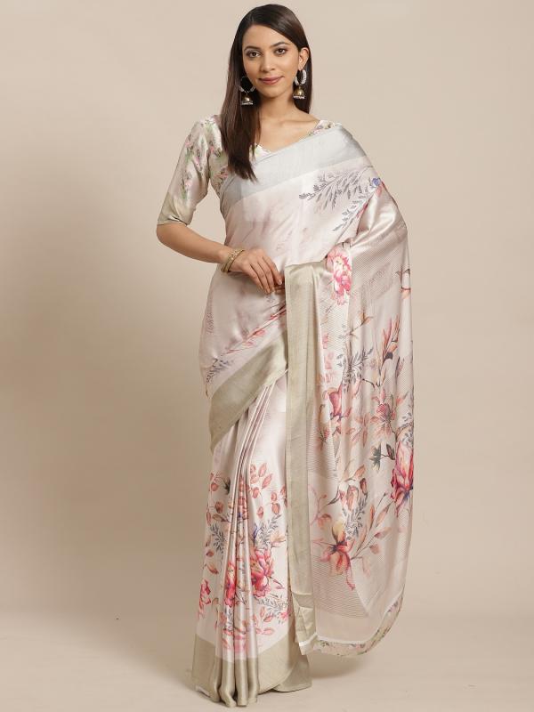 Apple Folwery 4-Satin-Crepe-Fancy-Saree